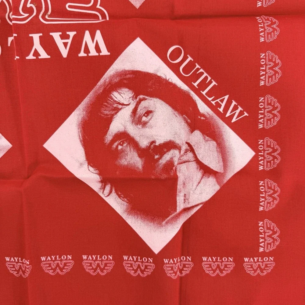Vintage Waylon Jennings Bandana Rebel Renegade Legend Outlaw Red Country Music
